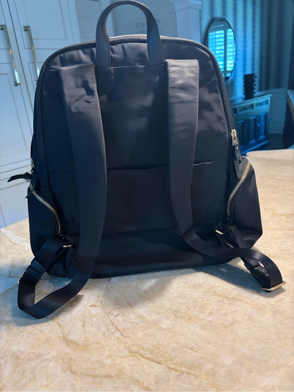 TUMI Voyageur Nylon Backpack Black Gold Hardware - Picture 2 of 5
